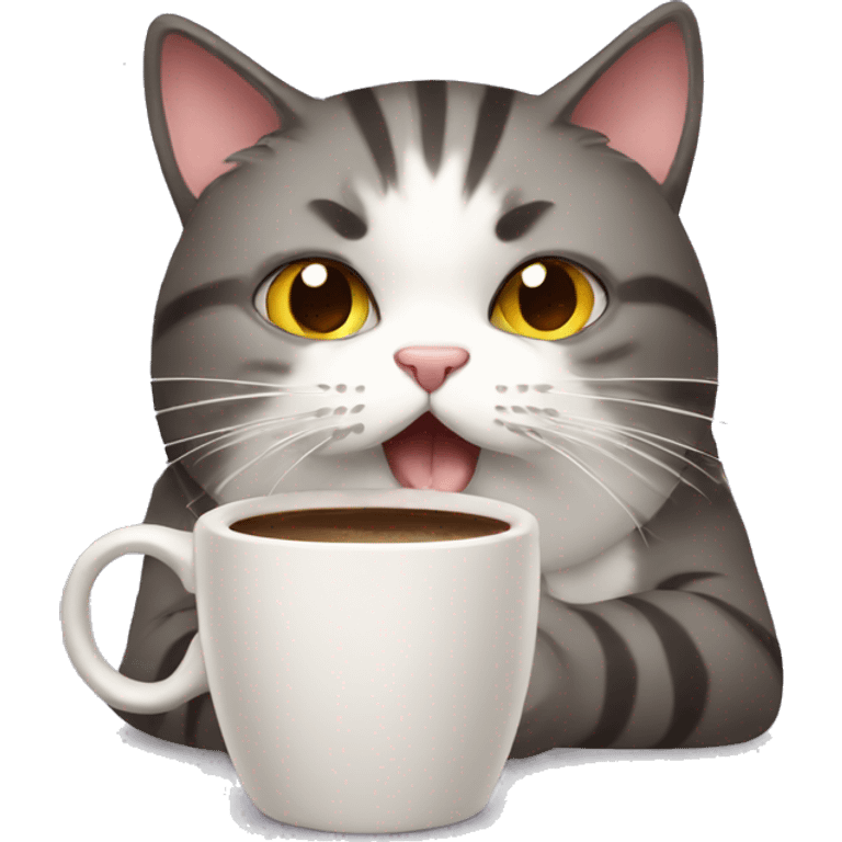 frustrated cat drinking coffee emoji