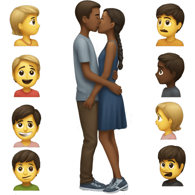 A girl kisses a guy emoji