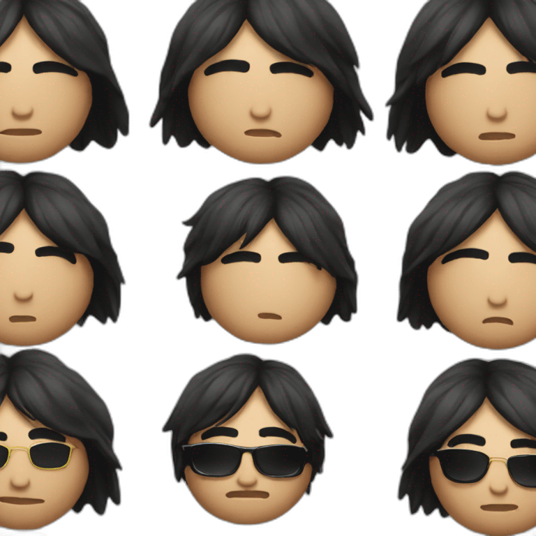 Very Long straight black hair Guy with round sunglasses emoji