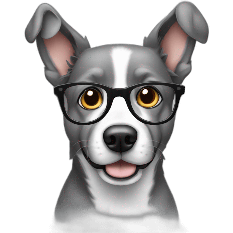 Dog Gray basenhouse, Gray Eyes with Glasses emoji