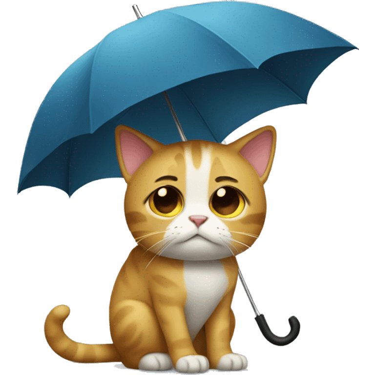 Sad cat with umbrella  emoji