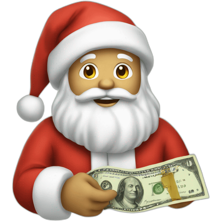 Santa Claus with a dollar emoji