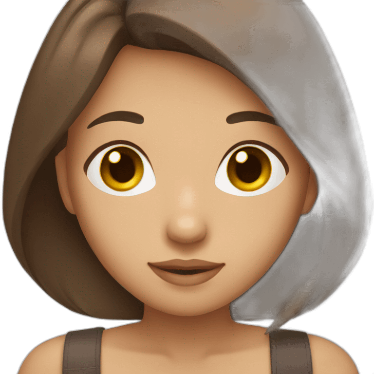 Cute girl with straight brown hair emoji