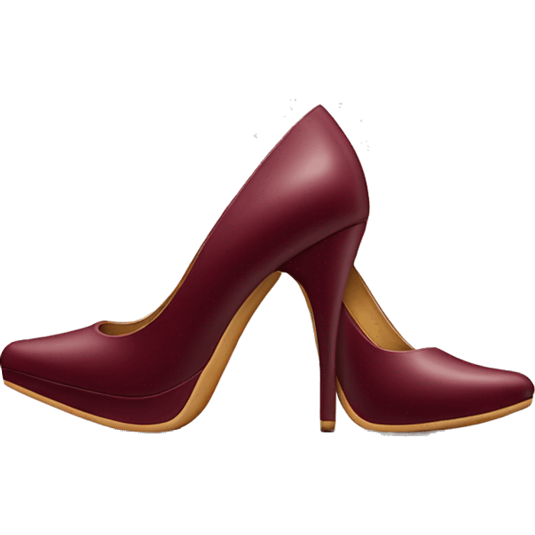 Realistic isolated pair of burgundy pointed toe high heel shoes emoji