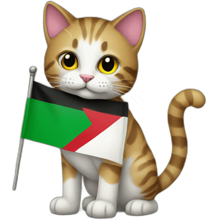 cat holding palestine flag emoji