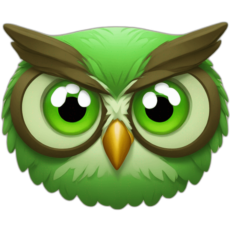 Green owl angry with wiskey emoji