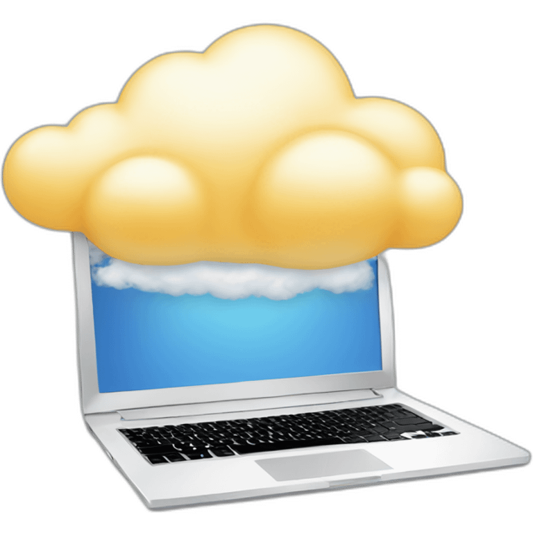 Laptop floating on cloud emoji