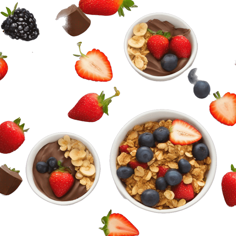 Açaí  bowl Nutella granola strawberries emoji