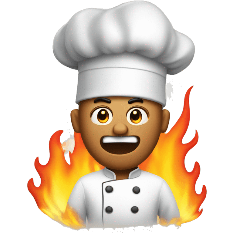 A really perplexed chef that is on fire emoji