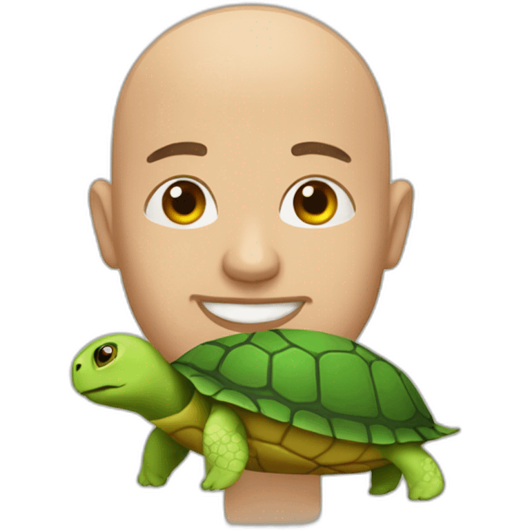 bald man with turtle body emoji