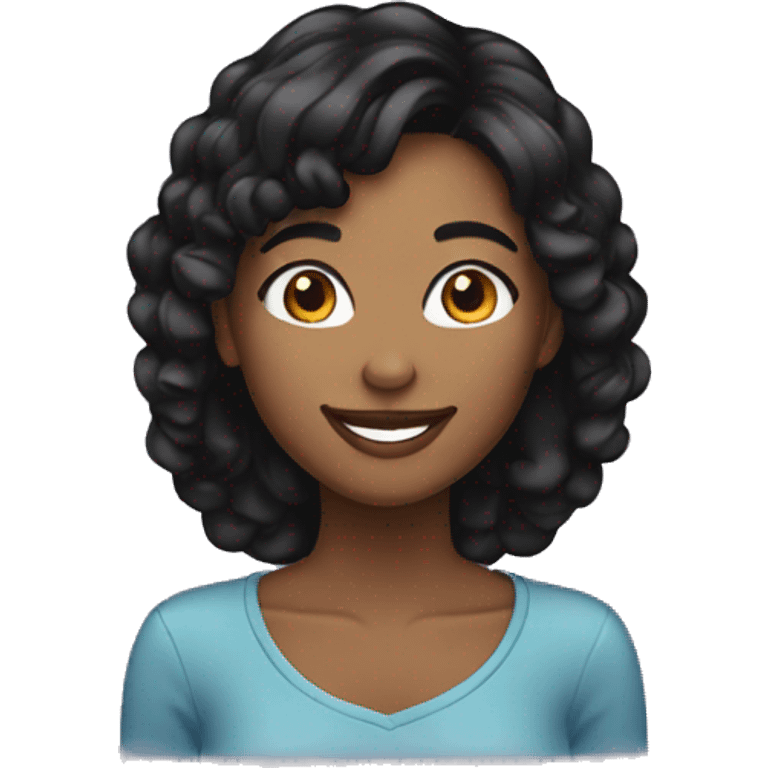 young black hair woman happy emoji