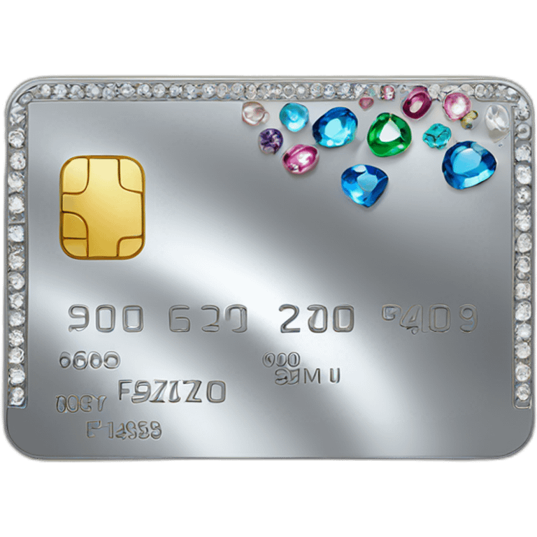 Silver credit card with gems emoji