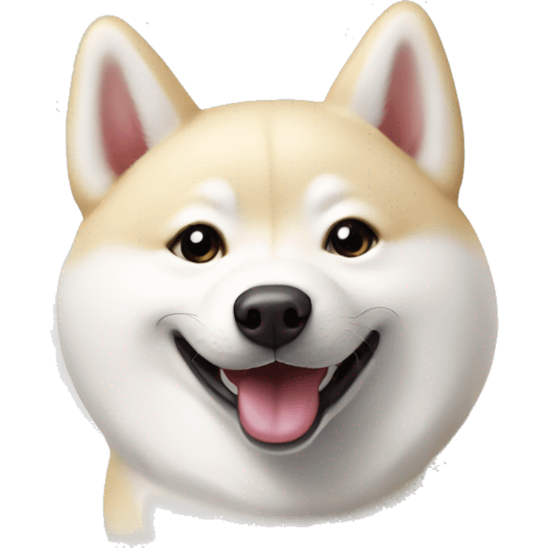 white Shiba inu smiling face with many hearts emoji