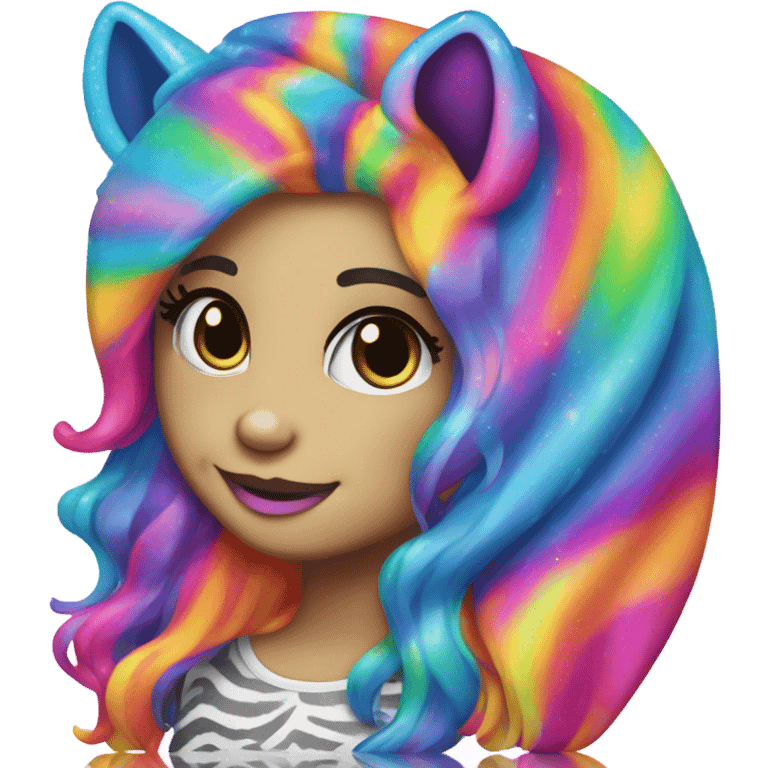 Lisa frank glitter zebra with Long hair emoji