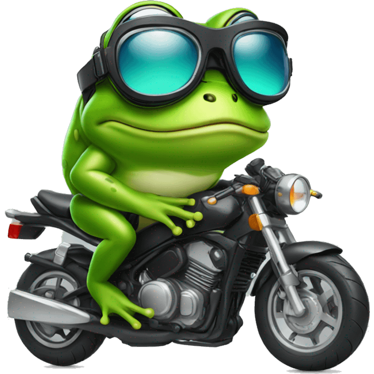 Frog with glasses on motorbike emoji