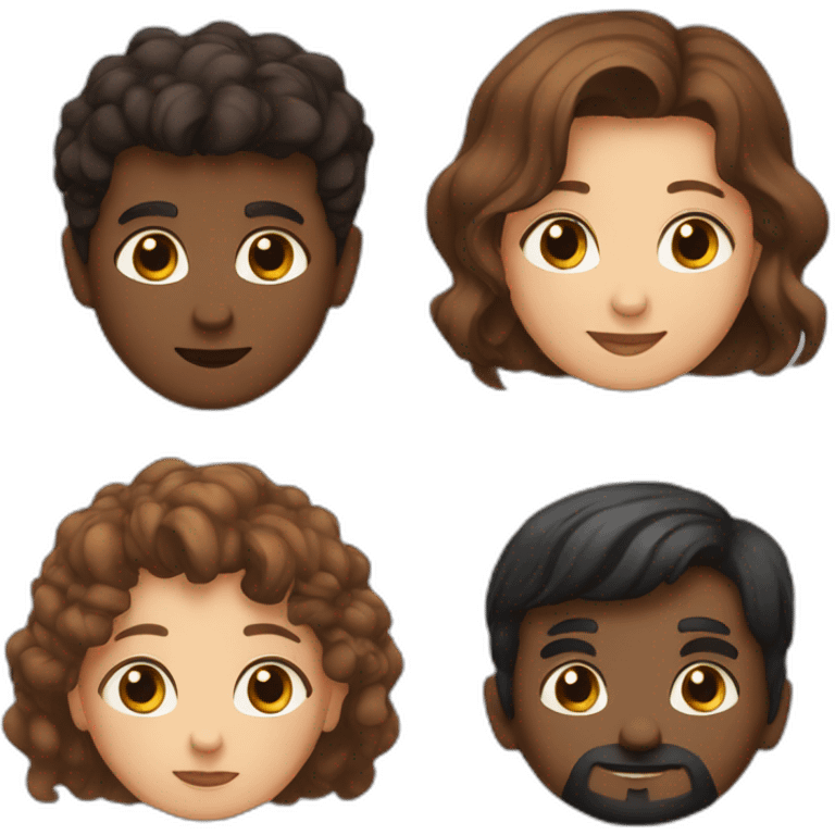 Woman with brown hair and eyes with a little boy with brown hair and eyes and a man with black hair and and brown eyes and little beard emoji