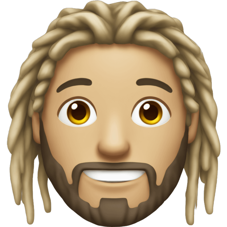 White skinned Rasta man smiling with beard and blonde dreads emoji