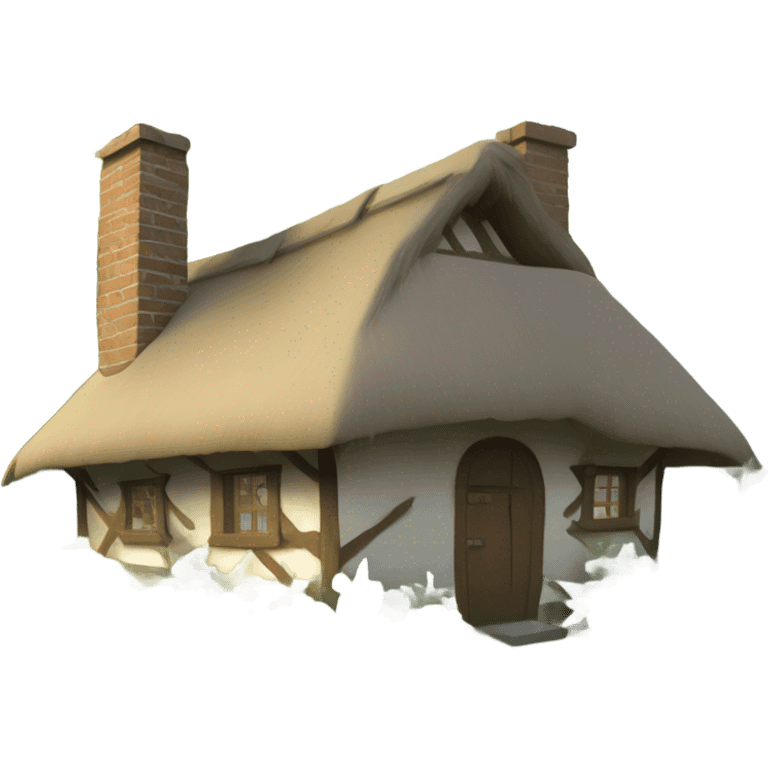 cottage with thatched roof in the forest emoji