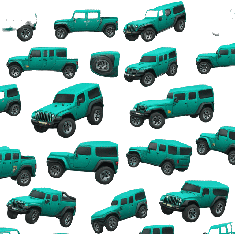 Realistic Full length teal leopard print pattern Jeep Gladiator truck. emoji