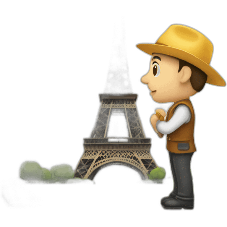 homme chevauchant la tour eiffel emoji