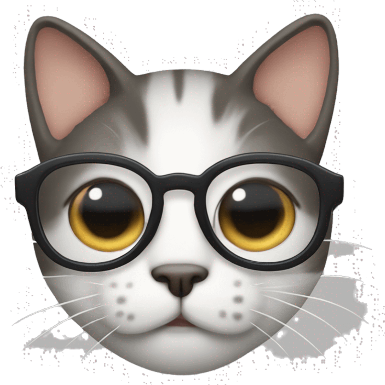 Un gato con lentes de nerd y un mate en la mano emoji