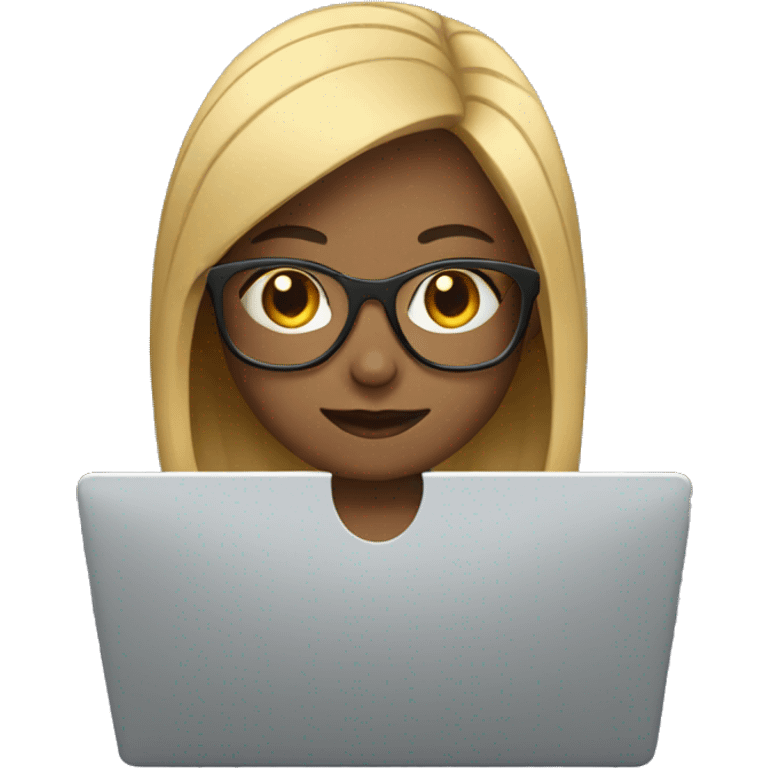 Girl with glasses working on a laptop   emoji