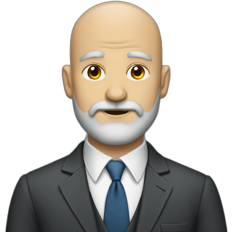 bald bearded man with grey beard in a suit emoji