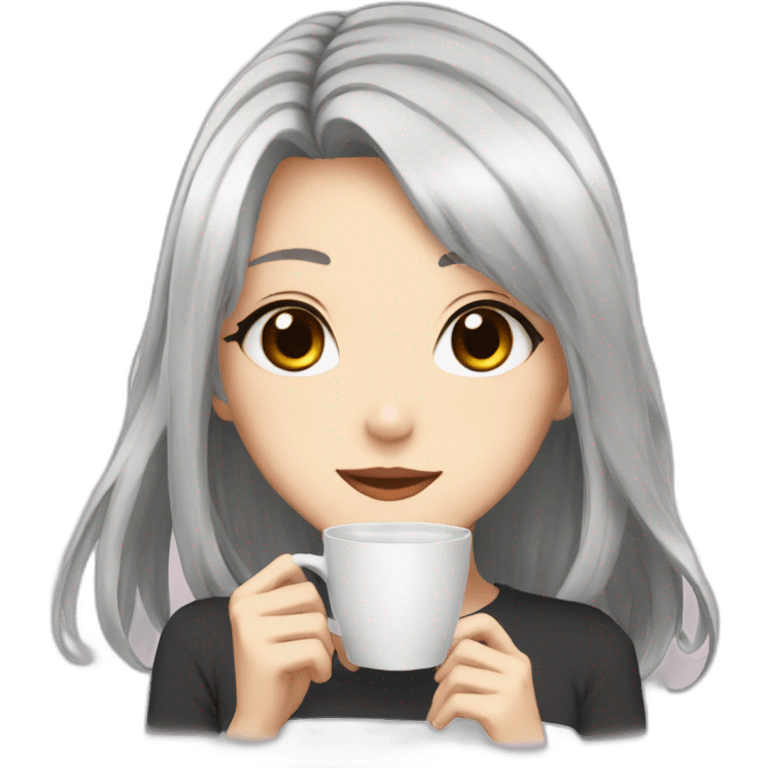 Anime girl drink coffee  emoji