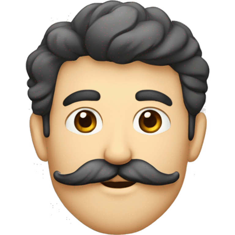 Rapaz moreno de barba e bigode com sobrancelha de circunflexo emoji