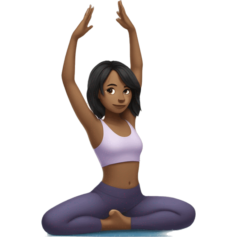 Girl with black hair and light skin doing yoga emoji