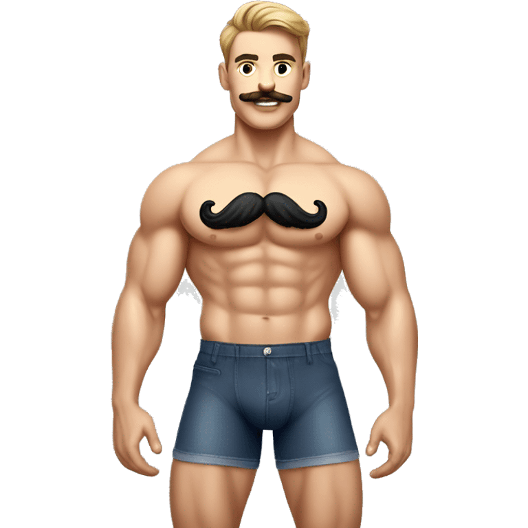 Muscular gay jock with mustache underwear realistic emoji