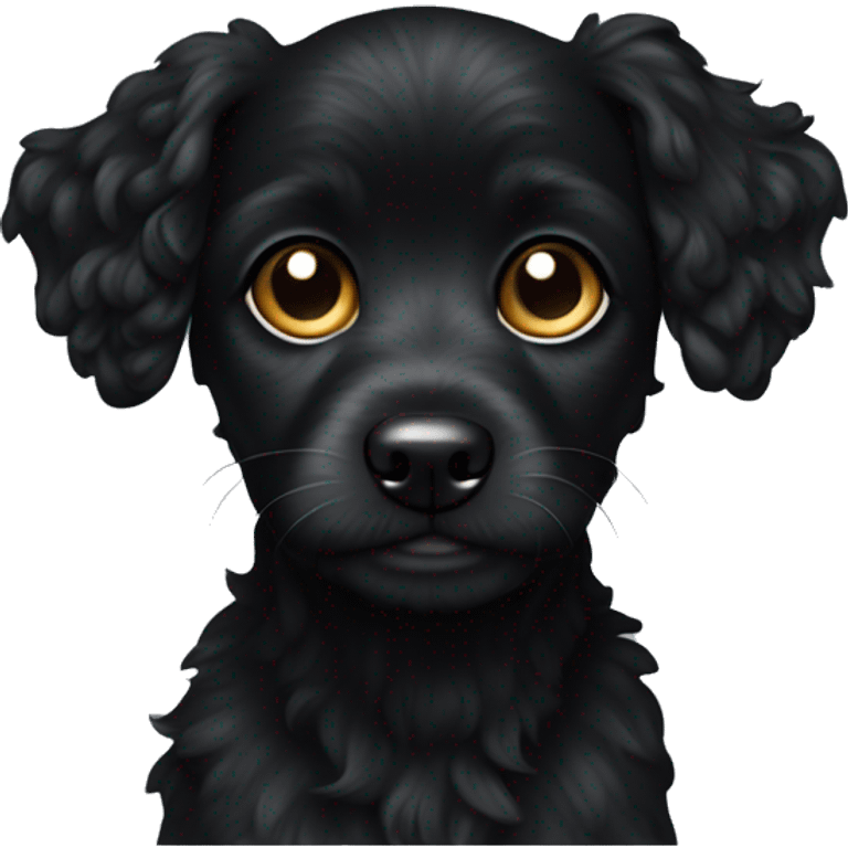 All black Jackapoo with black right ear emoji