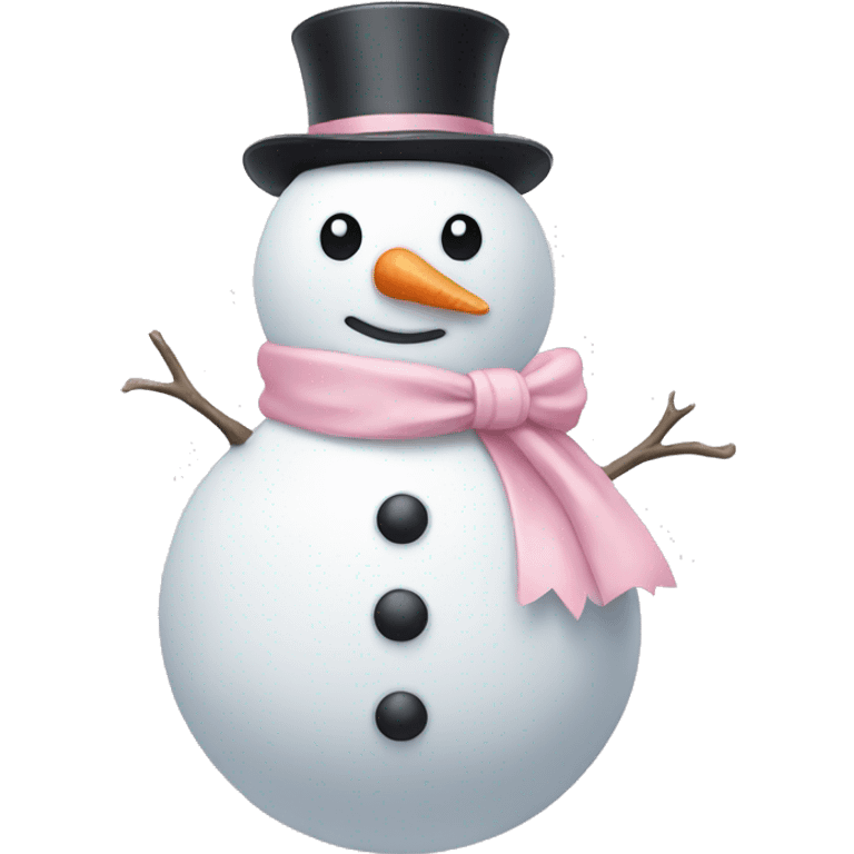 Snowman with a light pink bow emoji