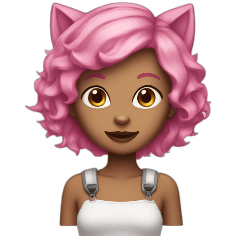 cat girl with pink hair and brown eyes emoji