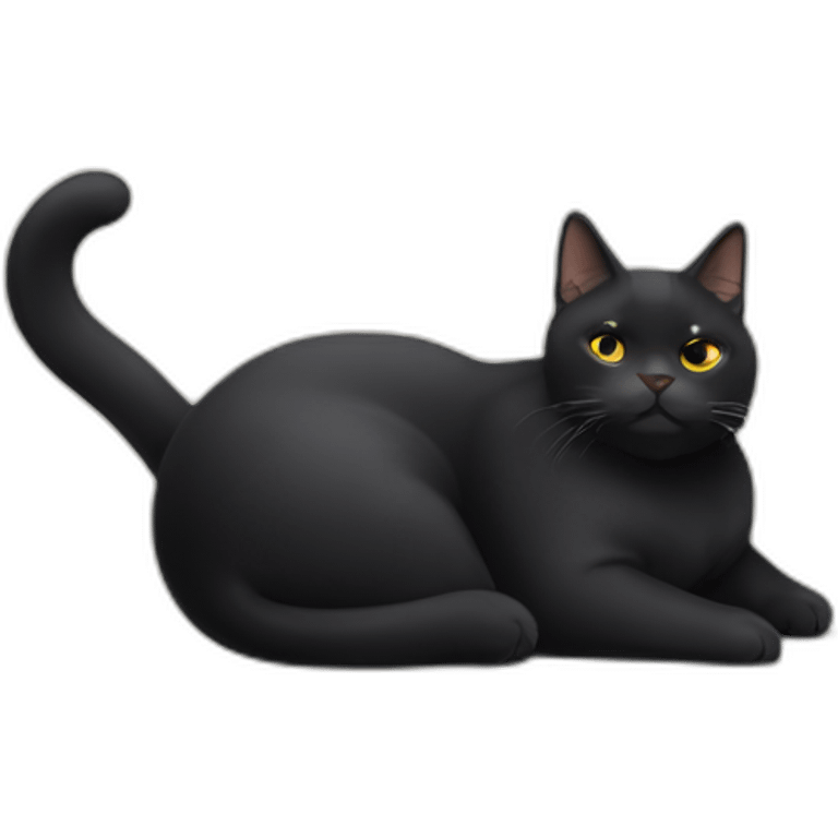 obese black cat lying on the back emoji