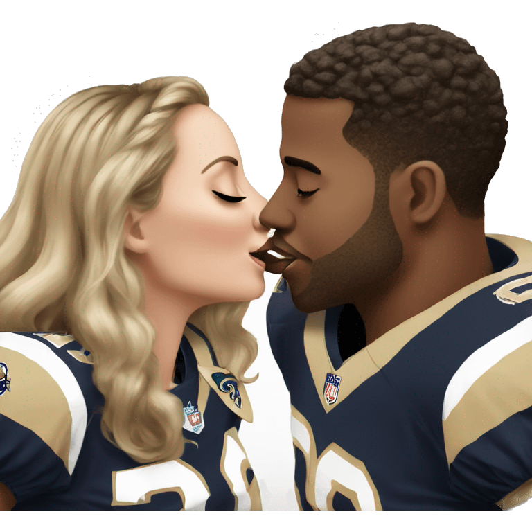 Girl in saints jersey kiss guy in rams jersey  emoji