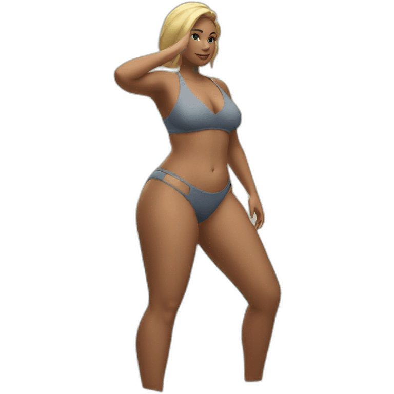 Slim-thicc Caucasian woman small bikini pose (beach body) emoji