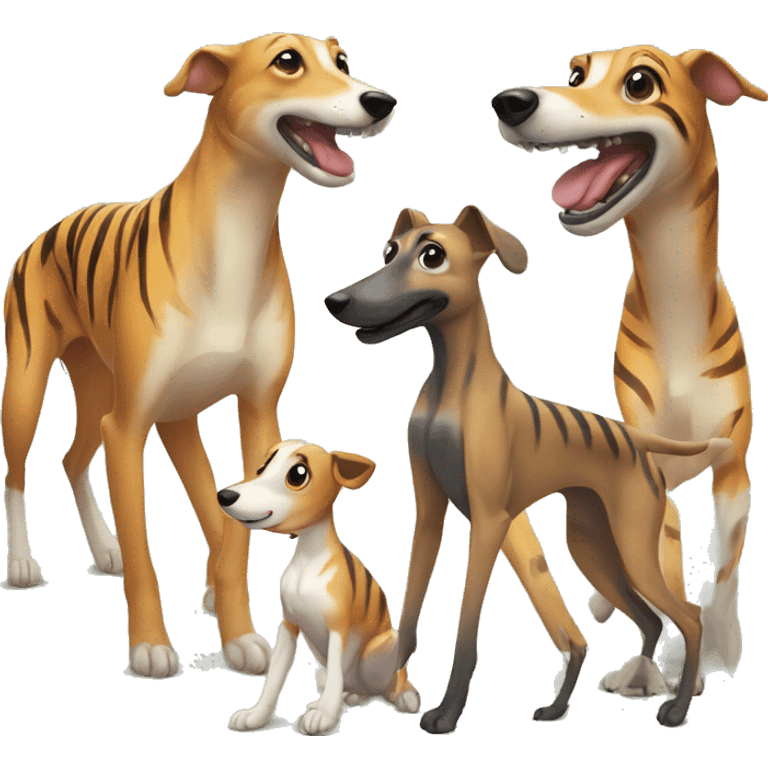 Fawn tiger greyhound playing with people emoji