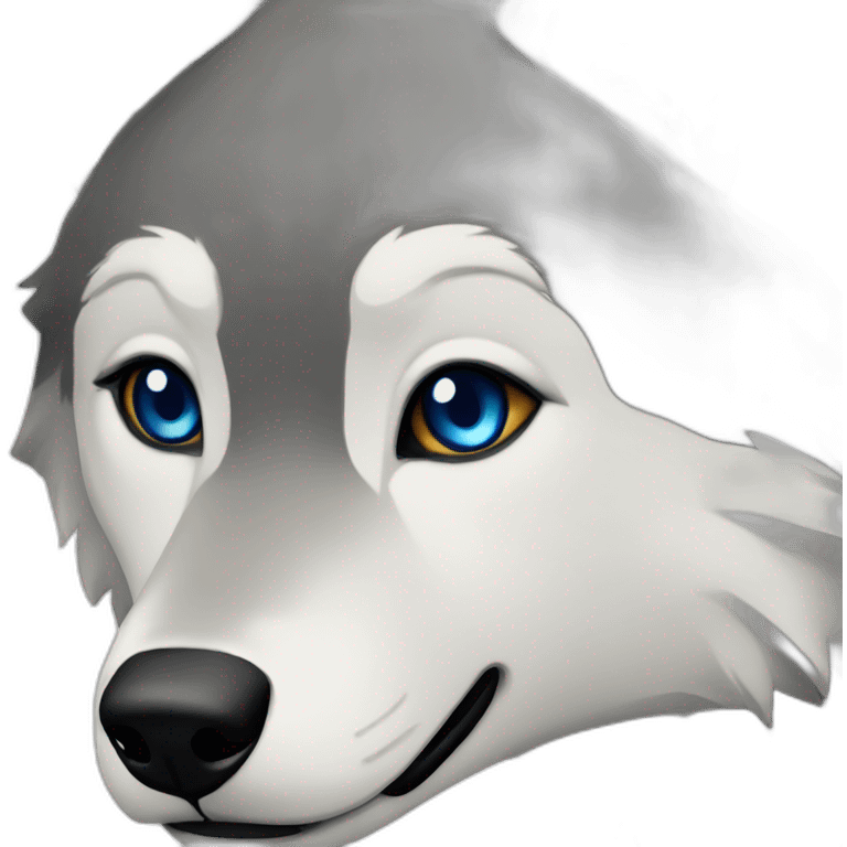 dark female gray wolf blue eyes  emoji