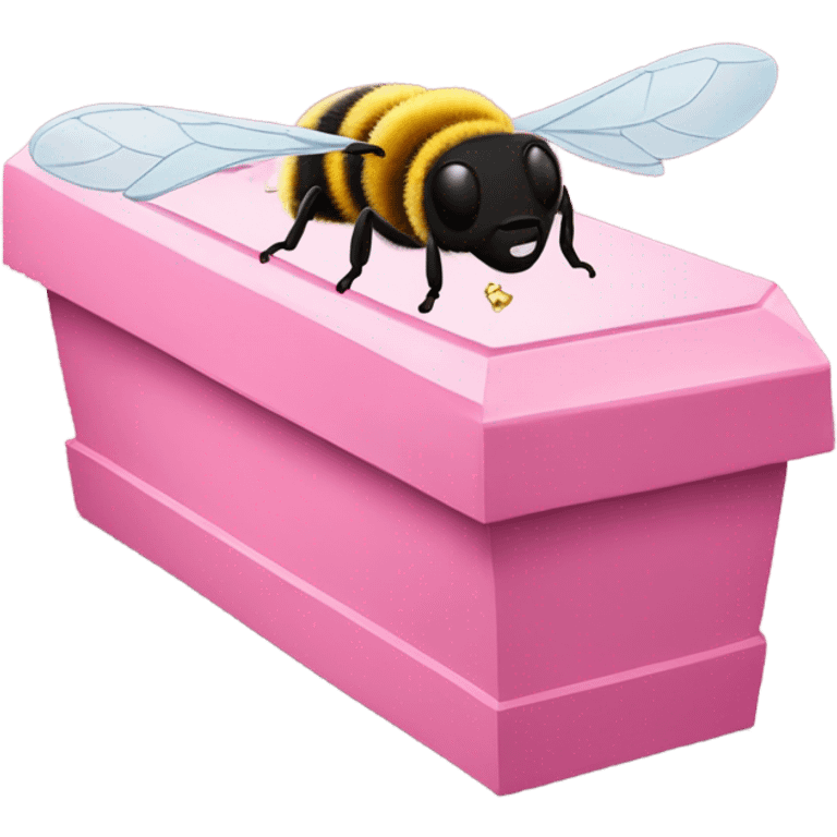 Bee in a pink coffin going to heaven  emoji