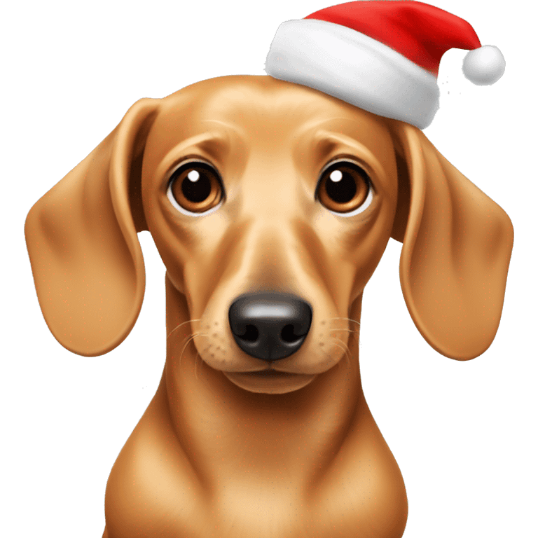 Blonde dachshund with santa hat emoji