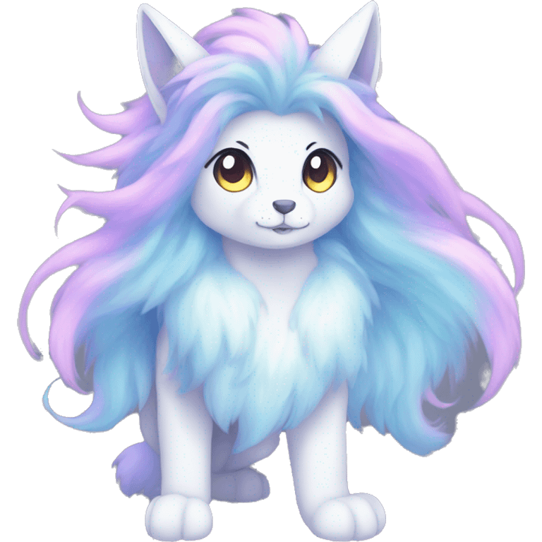 Shiny Fluffy Long Mane Ethereal Anthro Sona Nebula Fakemon emoji