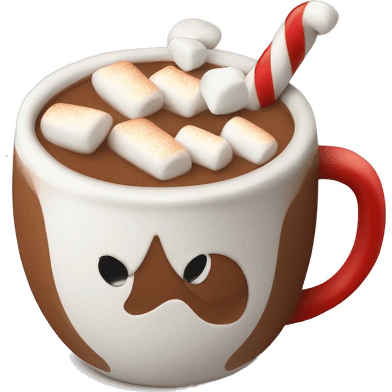 Hot milk cocoa with marshmallows in a christmas mug emoji