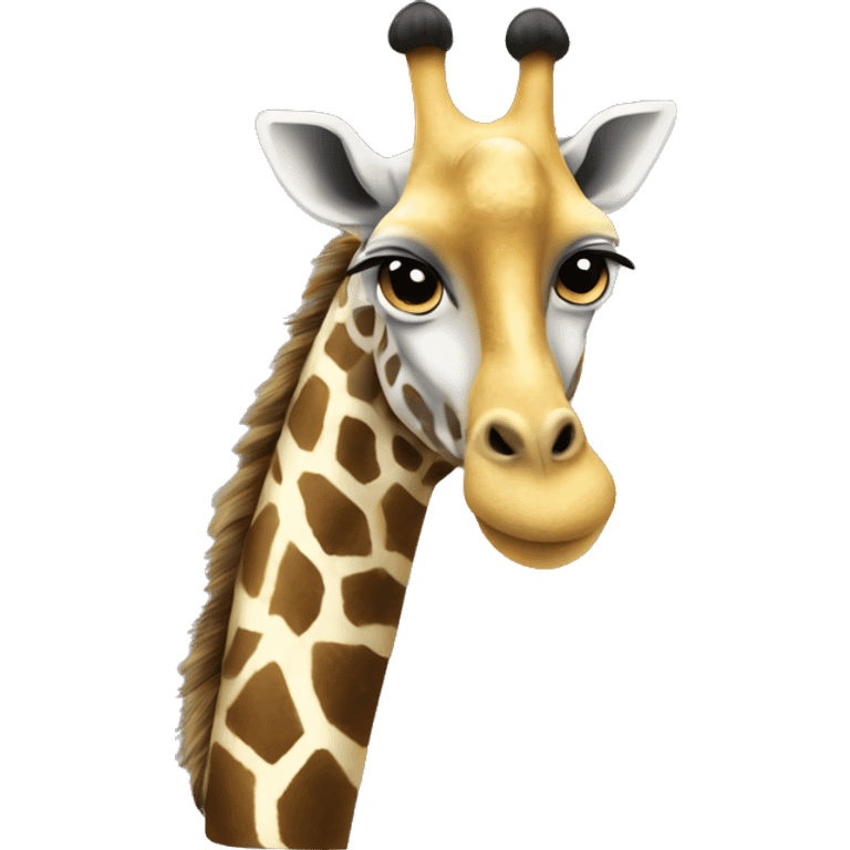 Half giraffe haf zebra 2 heads emoji