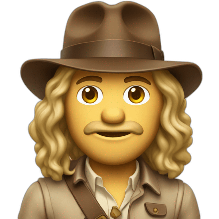 indiana jones muppet with long hair and Light skin color emoji