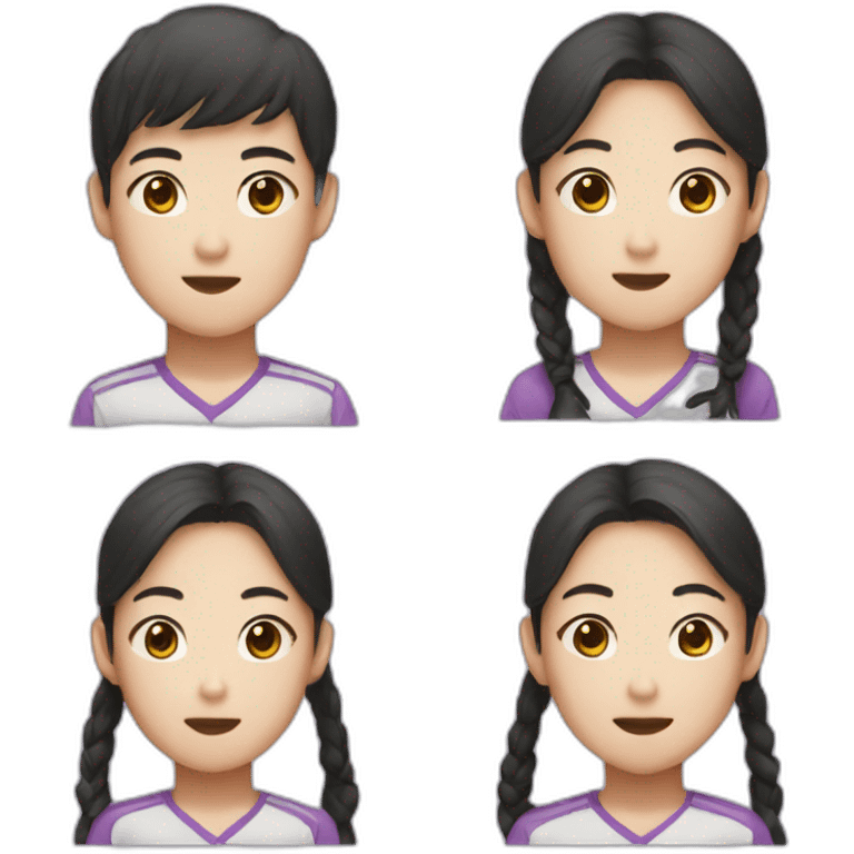 Teen Korean boy with teen Korean girl who has two side pony tails emoji