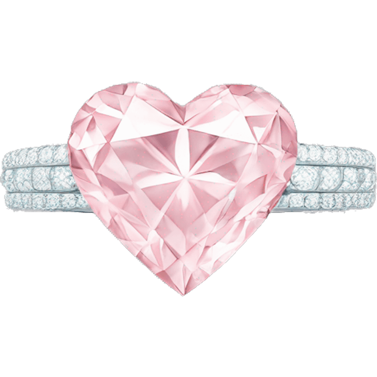 Silver light pink diamond ring heart emoji