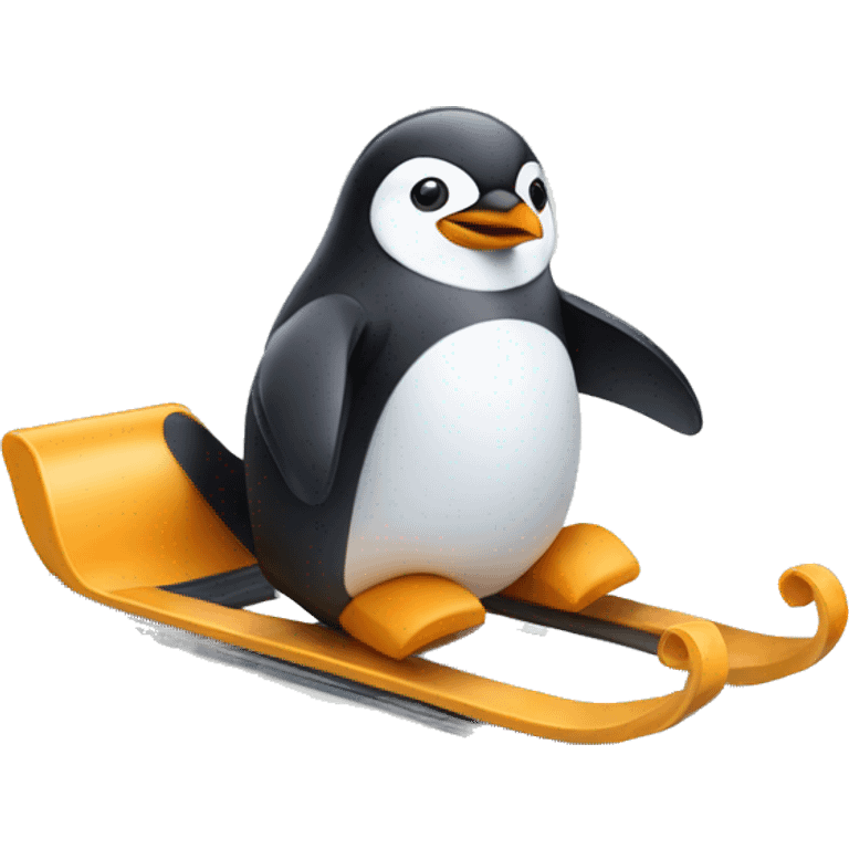 a penguin sledding down a slope emoji