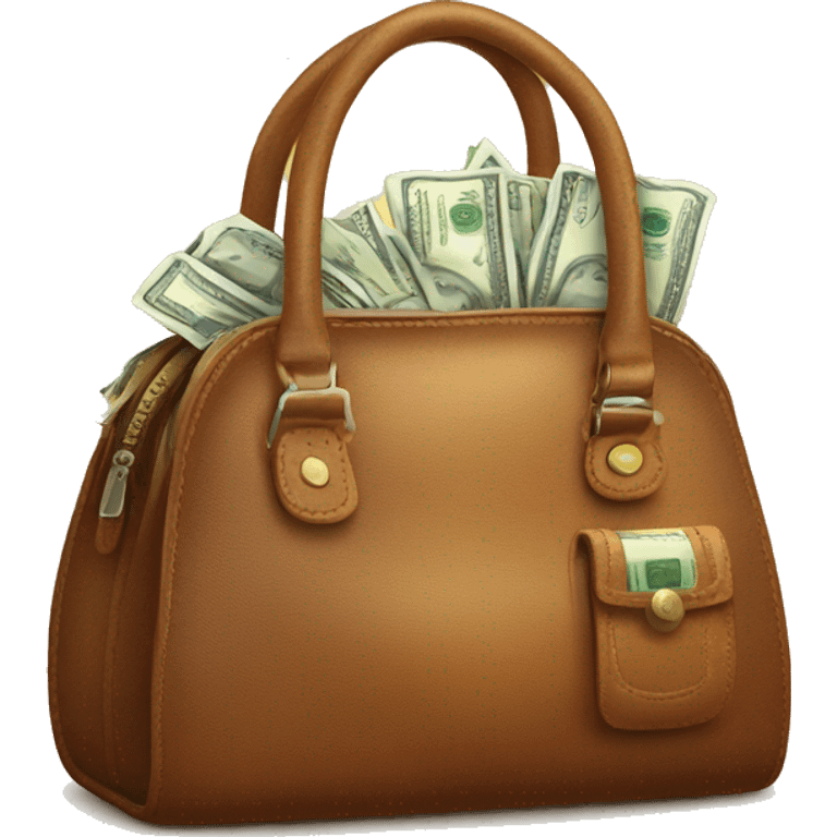 Designer purse with cash inside emoji