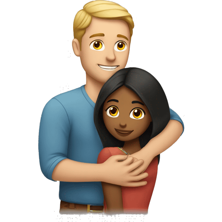 White guy hugging pretty indian girl emoji